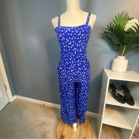 Faithful The Brand Betina Jumpsuit Blue Floral Daisy Print Anthropologie - Picture 1 of 12